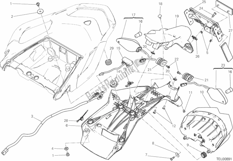 Toutes les pièces pour le Support De Plaque D'immatriculation - Feu Arrière du Ducati Multistrada 1200 S Touring USA 2015